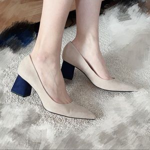 Zara Nude Suede Heels Sz 7.5